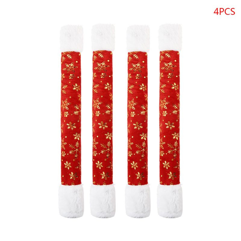 4 τμχ/σετ Χριστουγεννιάτικο κάλυμμα λαβής πόρτας ψυγείου Gloden Snowflake Χριστουγεννιάτικη διακόσμηση