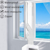 Univerzálna tesniaca doska na okno s vzduchovým zámkom, flexibilná mobilná klimatizácia so zipsom a lepidlom, sada na rýchle tesnenie okien