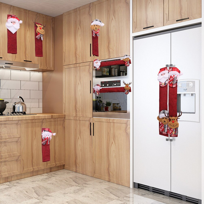 Λαβή Ψυγείο Κάλυμμα Κουζίνας Διακόσμηση Πόρτας Μανίκι Φούρνου Συσκευή Ψυγείο Χριστουγεννιάτικο Προστατευτικό Πλυντηρίου Πιάτων Πανί Περιτύλιγμα Κάλυμμα