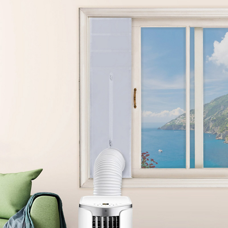 Pânză de etanșare a ferestrelor pentru aer condiționat Unitate mobilă de AC Unitate moale de etanșare de pânză AC cu fermoar și dispozitiv de fixare adeziv Funcționează cu