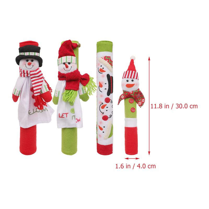 4 ks odnímateľných rozkošných vianočných praktických krytov kľučiek dverí chladničky, chránič kľučiek dverí chladničky