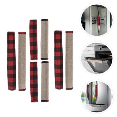 8 ks vianočných krytov na rukoväte chladničky, kockované kryty na gombíky chladničky, vianočné dekorácie do kuchyne