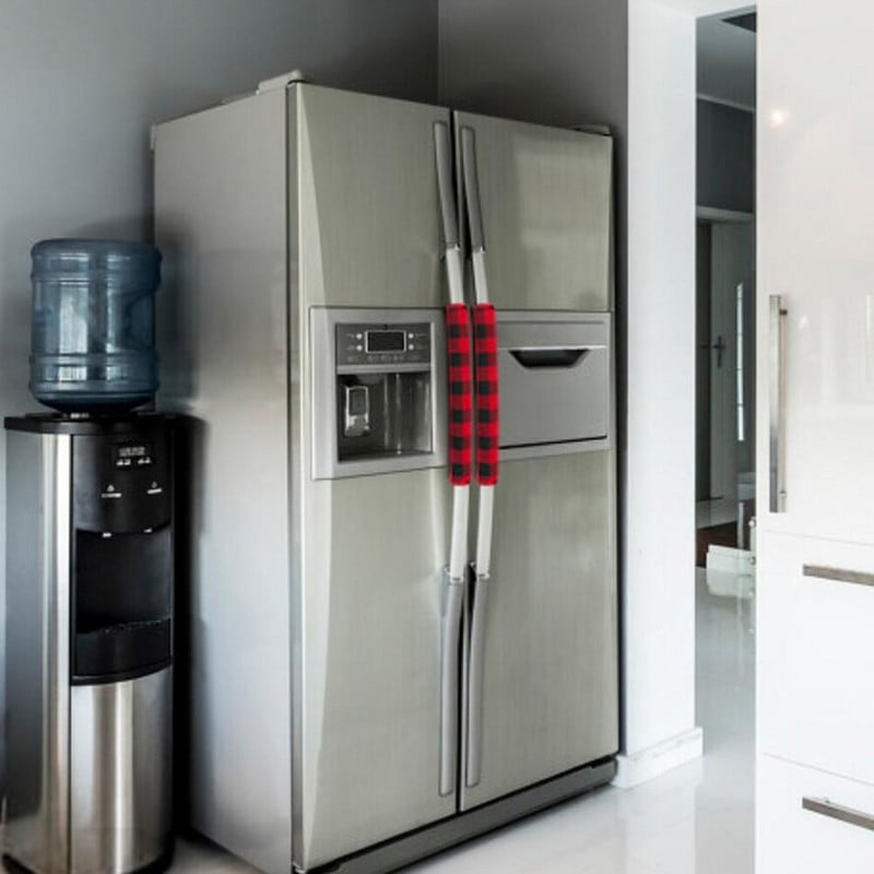 8 ks vianočných krytov na rukoväte chladničky, kockované kryty na gombíky chladničky, vianočné dekorácie do kuchyne