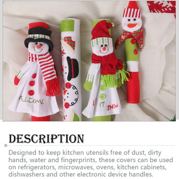 4 части Снежен човек Коледен капак на дръжката на вратата на хладилника Шкаф за многократна употреба Декоративна протекторна ръкавица за хладилник