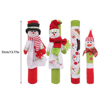 4 части Снежен човек Коледен капак на дръжката на вратата на хладилника Шкаф за многократна употреба Декоративна протекторна ръкавица за хладилник