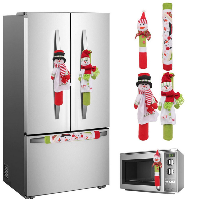 4 kusy snehuliak vianočná kľučka dverí chladničky kryt opakovane použiteľný skriňa šatník dekoratívna chladnička chránič rukavice