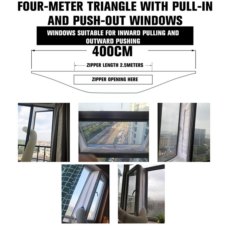Univerzálna tesniaca handrička na okno Air Lock 4m/3m, sada na tesnenie okien, zastavenie horúceho vzduchu, pre mobilnú klimatizáciu A0O5