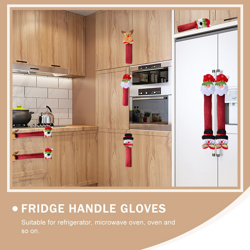 8 ks krytov protišmykových dverí, vianočné domáce chrániče kľučiek dverí chladničky, vianočné kuchynské dekorácie, kryty kľučiek chladničky