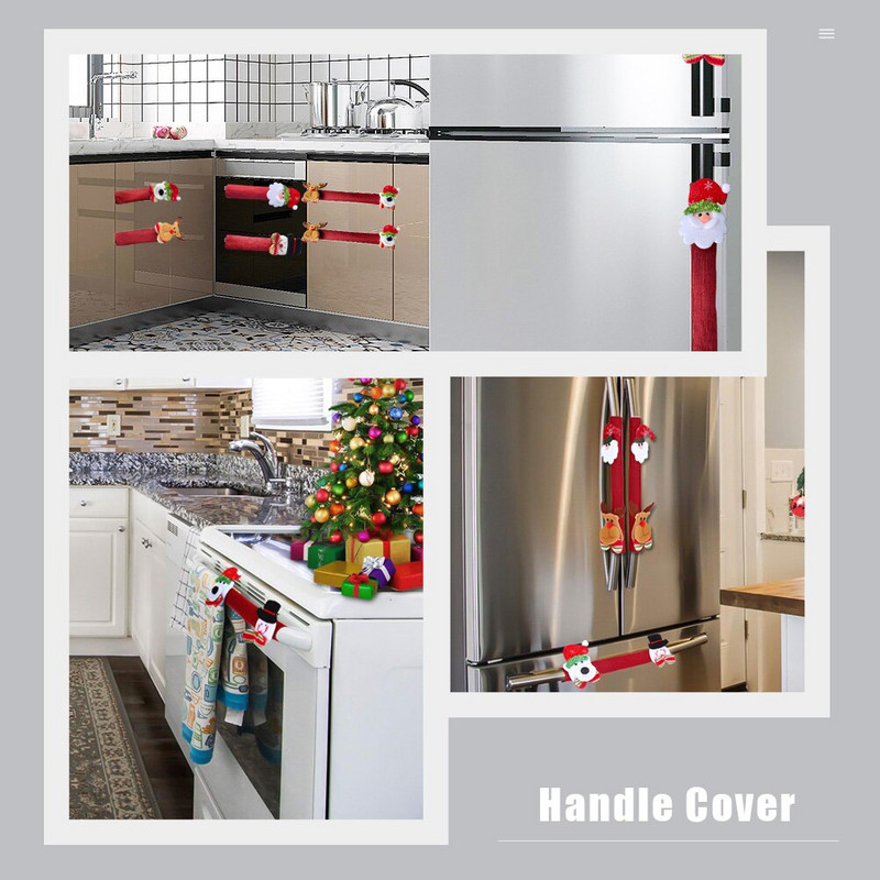 8 ks krytov protišmykových dverí, vianočné domáce chrániče kľučiek dverí chladničky, vianočné kuchynské dekorácie, kryty kľučiek chladničky