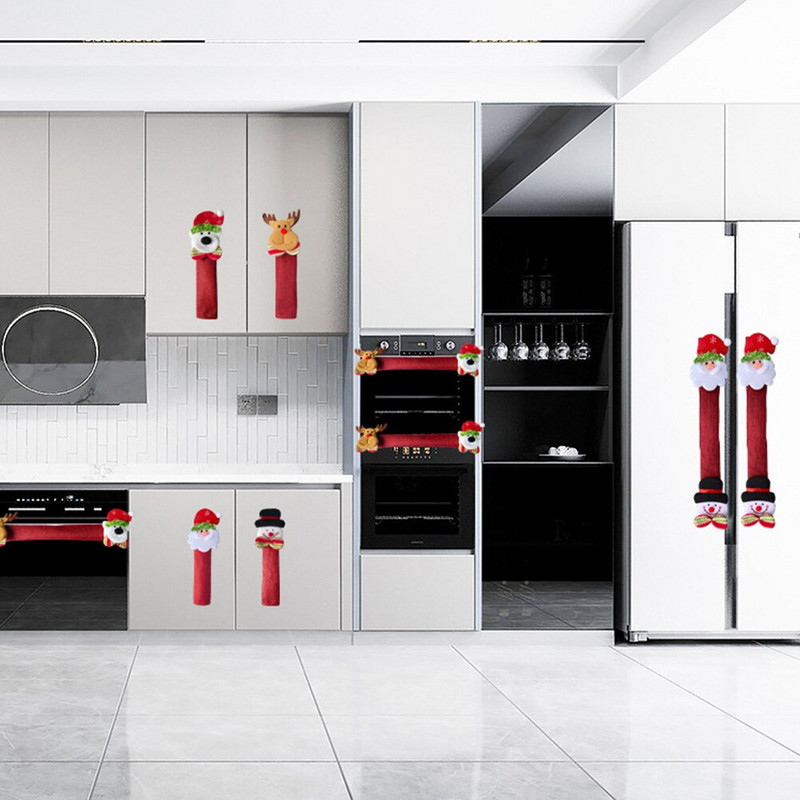 8 ks krytov protišmykových dverí, vianočné domáce chrániče kľučiek dverí chladničky, vianočné kuchynské dekorácie, kryty kľučiek chladničky