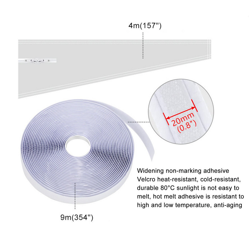 „AirLock“ lango sandariklis nešiojamam oro kondicionieriui 400 cm Lanksčios audinio sandarinimo plokštės lango sandariklis su užtrauktuku ir greitai lipni