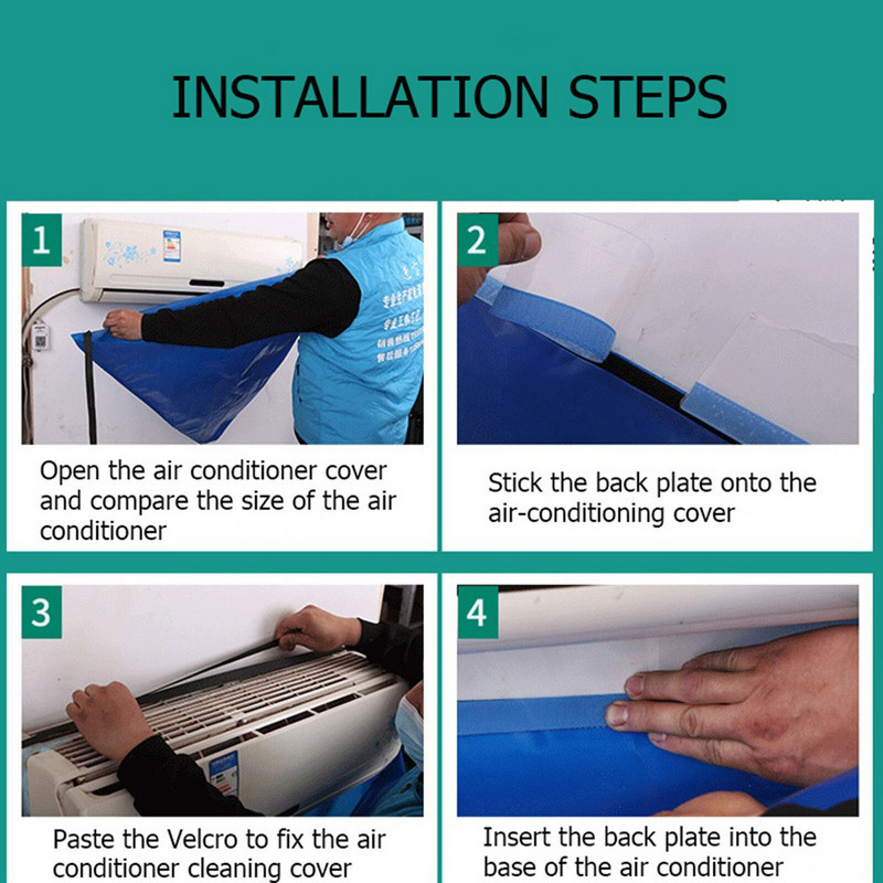 Kryt na čistenie klimatizácie, chránič proti prachu a umývaniu klimatizácie, čistiaci kryt, ochrana proti prachu a klimatizácii, vrecko na náradie