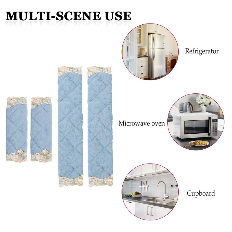 4 ks kryt kľučky dverí chladničky, kryt s kvetinovým vzorom na kuchynské spotrebiče