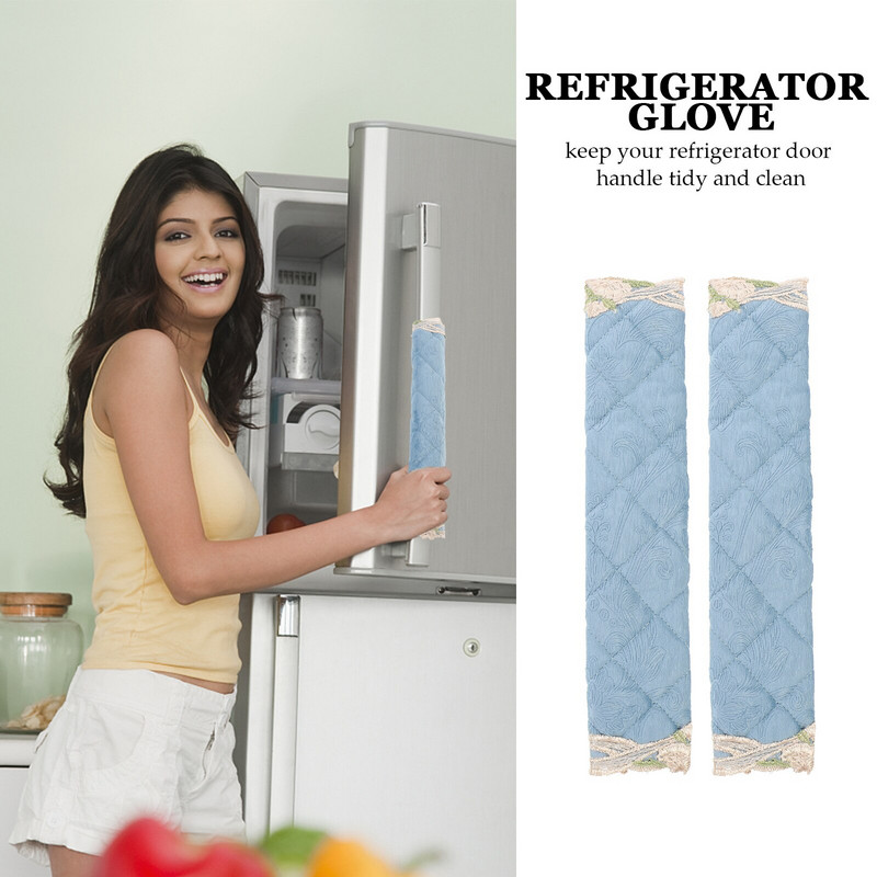 4 ks kryt kľučky dverí chladničky, kryt s kvetinovým vzorom na kuchynské spotrebiče