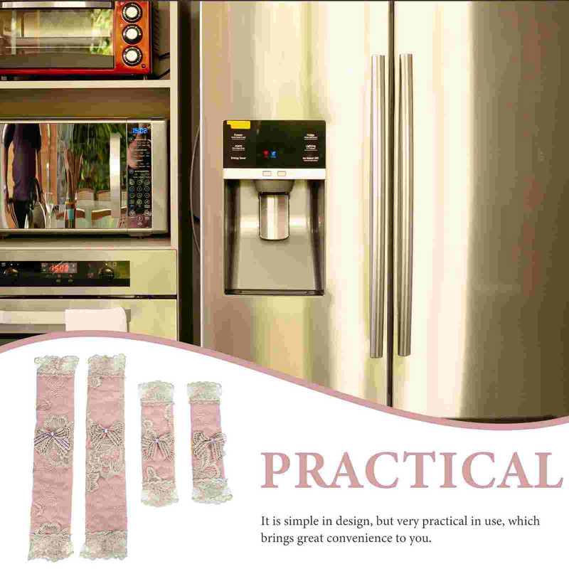 Kryt rukoväte dverí chladničky, ochranné čipky, vyšívané, európske, umývateľné, 2 sady, kuchynské dekorácie, barové doplnky