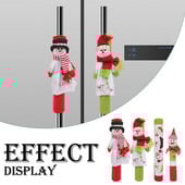 4 kusy látkových vianočných krytov na rukoväť dverí chladničky, prenosných, opakovane použiteľných, umývateľných, chráničov rúry, rukavíc a rukávov