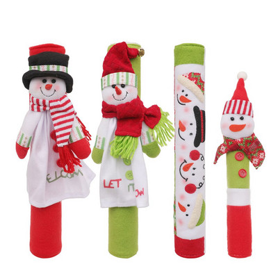 4 kusy látkových vianočných krytov na rukoväť dverí chladničky, prenosných, opakovane použiteľných, umývateľných, chráničov rúry, rukavíc a rukávov