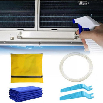 Капак за почистване на климатик с кърпа за водопроводна тръба 1.5p Машинен прах Водоустойчива висяща чанта Синя стъргалка отдолу J8o2