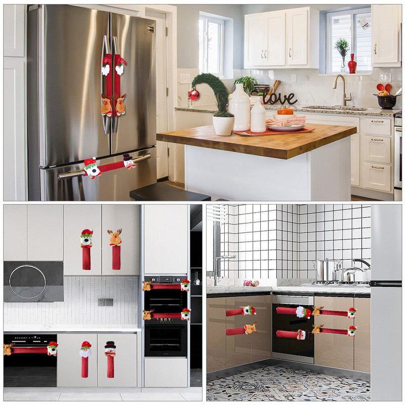 8 ks krytov protišmykových dverí, kryty rukovätí chladničky, vianočné ochranné kryty rukovätí dverí chladničky