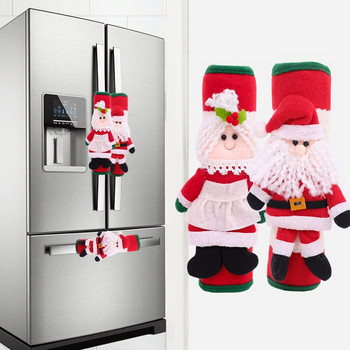 2τμχ Σετ Χριστουγεννιάτικη λαβή Καλύμματα Ψυγείου Πόρτας Σπίτι Διακόσμηση Άγιου Βασίλη Προστατευτικά γάντια για Ψυγείο Φούρνος μικροκυμάτων Διακοσμητικό πάρτι
