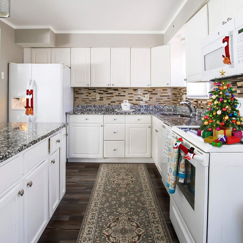 8 ks vianočných krytov na rukoväte chladničky, kryty na rukoväte dverí chladničky, dekoračná ochrana, vianočná dekorácia pre rúry a umývačky riadu.