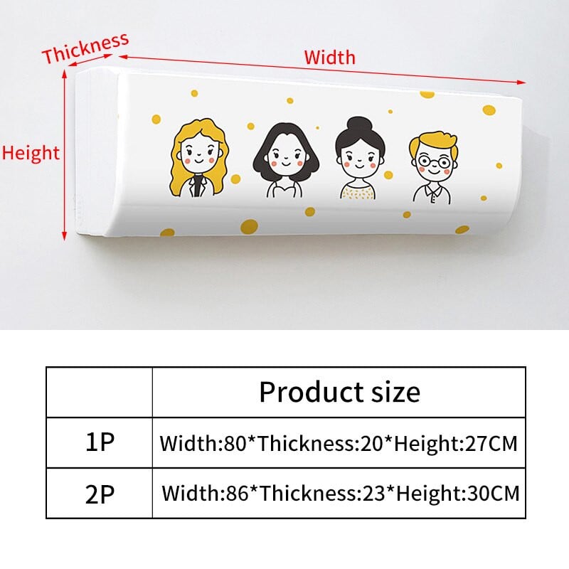 Kryt klimatizácie s kreslenou potlačou, ľahko čistiteľný kryt na klimatizáciu, ochranný kryt na stenu