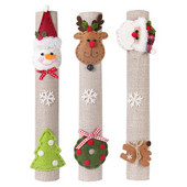 Kryt kľučky dverí chladničky na vianočné plátno, Santa Claus, snehuliak, sob, ochranný kryt na rúru s nálepkami, domáca chladnička