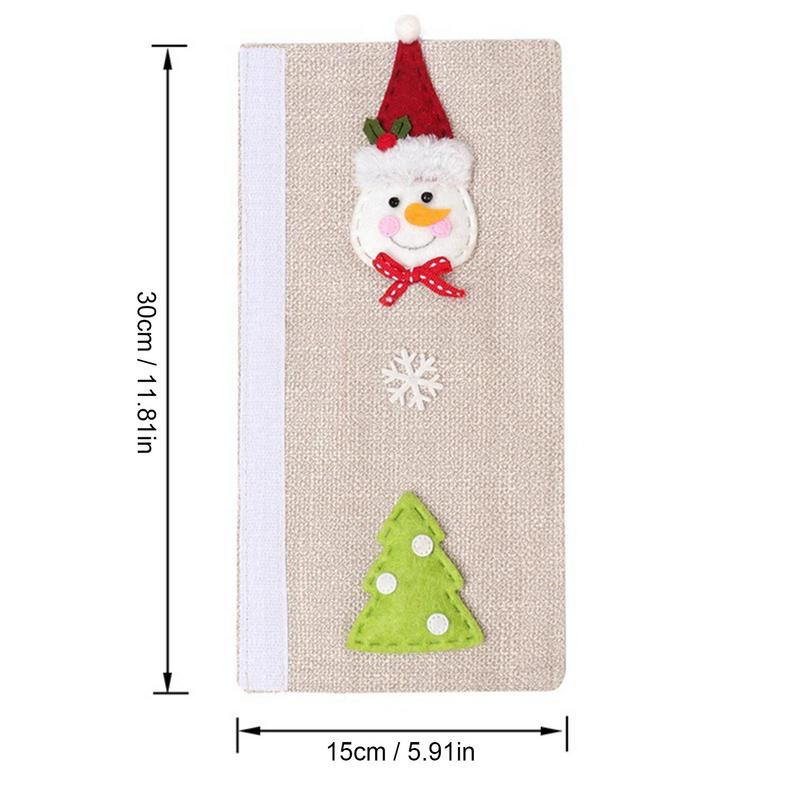 Kryt kľučky dverí chladničky na vianočné plátno, Santa Claus, snehuliak, sob, ochranný kryt na rúru s nálepkami, domáca chladnička