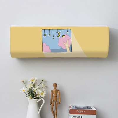 Kryt na klimatizáciu s kresleným závesným vzorom, ochranný kryt na klimatizáciu na stenu, severská dekorácia