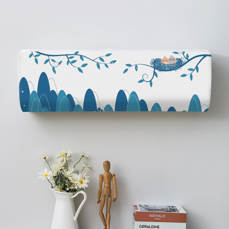 Kryt na klimatizáciu s kresleným závesným vzorom, ochranný kryt na klimatizáciu na stenu, severská dekorácia