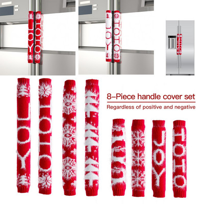 8 ks vianočných krytov na rukoväť chladničky, látkových krytov na rukoväť dverí kuchynských spotrebičov, chráničov na kľučky dverí #t2g