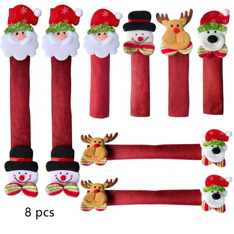 Zaštitna navlaka za ručku kućnog hladnjaka za mikrovalnu pećnicu Božićni festival Ukrasi za zabavu Crtić od crvenog platna Božićna navlaka za ručku