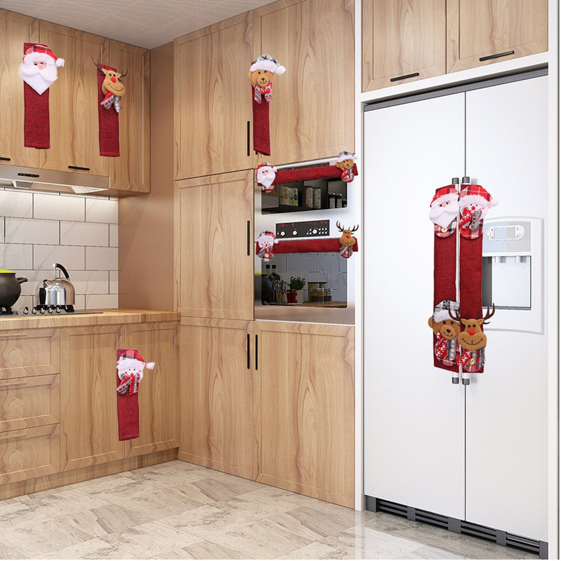 Božićna navlaka za ručku hladnjaka Poklopac za ručku na vratima Kuhinjski uređaji za hladnjak Štitnik za rukavice Štitnik za kvake #t2g