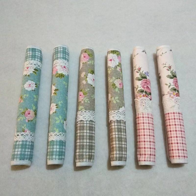 Ružová mriežka, kvetinová bavlnená čipka, dekoratívny kryt kľučky dverí/kryt kľučky chladničky, antistatický