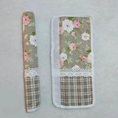 Dekoratívny kryt kľučky dverí/kryt kľučky chladničky, antistatický, s kvetinovým vzorom a bavlnenou mriežkou a čipkou