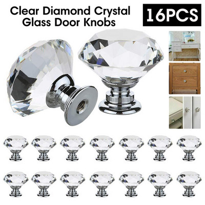 16x lentos rankenos durų rankenos spintelės stalčius europietiškų baldų spintos stalčius vienos skylės krištolinis stiklas deimantinės rankenos durų rankenėlė