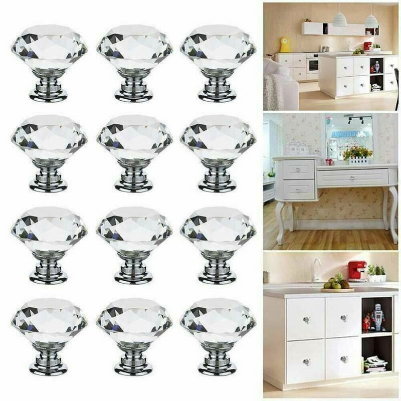 16x lentos rankenos durų rankenos spintelės stalčius europietiškų baldų spintos stalčius vienos skylės krištolinis stiklas deimantinės rankenos durų rankenėlė