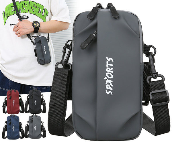 Pánska textilná mini taška so zipsom a nápisom