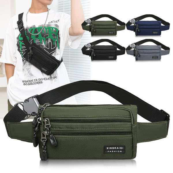 Tekstilna muška torbica oko struka sa patentnim zatvaračima
