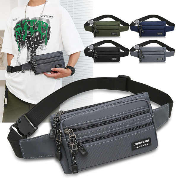 Tekstilna muška torbica oko struka sa patentnim zatvaračima