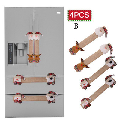 Zollor 4 ks vianočných krytov kľučiek dverí chladničky, chráničov kľučiek chladničky, mikrovlnnej rúry a umývačky riadu, vianočných dekorácií