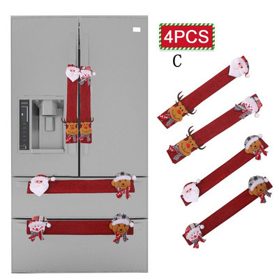 Zollor 4 ks vianočných krytov kľučiek dverí chladničky, chráničov kľučiek chladničky, mikrovlnnej rúry a umývačky riadu, vianočných dekorácií