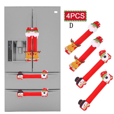 Zollor 4 ks vianočných krytov kľučiek dverí chladničky, chráničov kľučiek chladničky, mikrovlnnej rúry a umývačky riadu, vianočných dekorácií