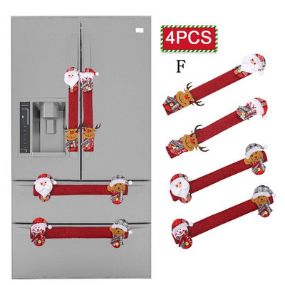 Zollor 4 ks vianočných krytov kľučiek dverí chladničky, chráničov kľučiek chladničky, mikrovlnnej rúry a umývačky riadu, vianočných dekorácií