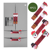 4 ks vianočných krytov na rukoväte chladničky s roztomilým snehuliakom Santa Clausom, kuchynským spotrebičom, mikrovlnnou rúrou, umývačkou riadu