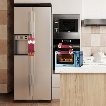 4 τεμ Χριστουγεννιάτικα καλύμματα λαβής ψυγείου με χαριτωμένη συσκευή κουζίνας Santa Snowman Φούρνος μικροκυμάτων Κάλυμμα λαβής πόρτας πλυντηρίου πιάτων