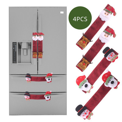 4db karácsonyi hűtő fogantyú burkolatok aranyos Mikulás hóember konyhai készülékkel mikrohullámú sütő mosogatógép ajtó fogantyúval