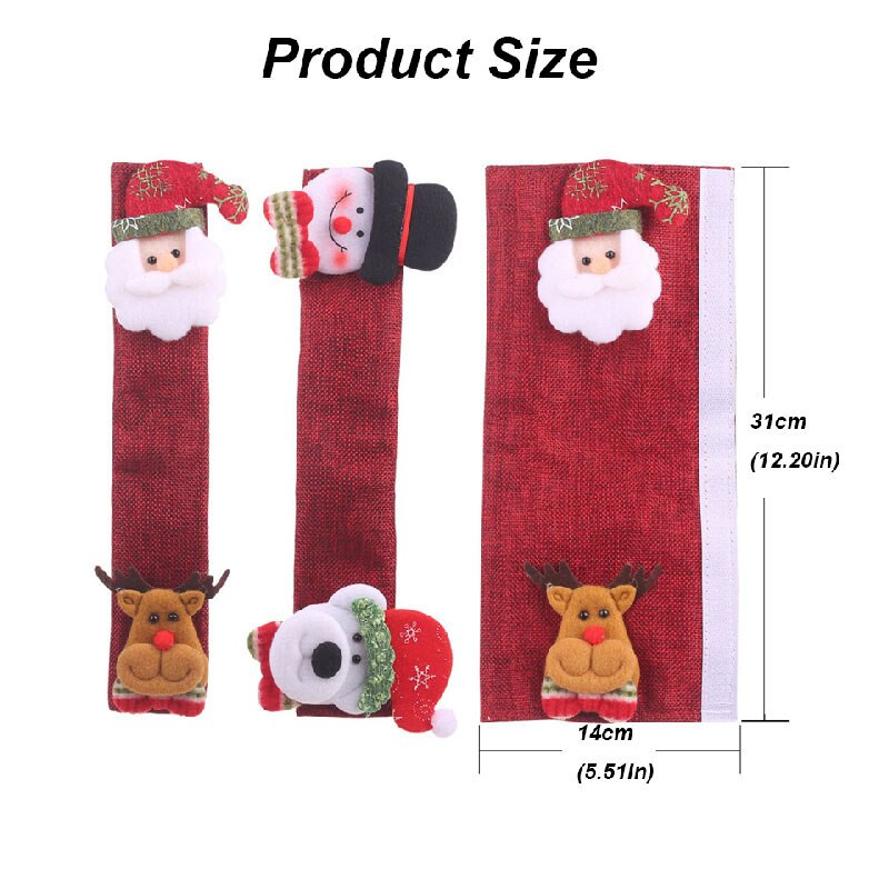 Vianočné nálepky na kľučky dverí chladničky, sada Santa Claus, snehuliak, kryty kľučiek mikrovlnnej rúry, vianočné dekorácie