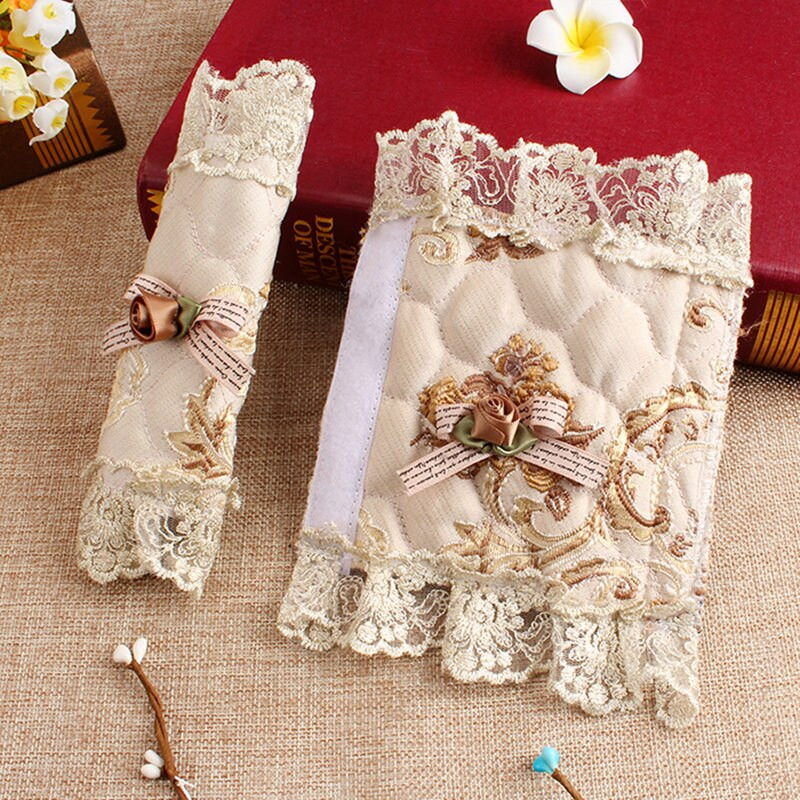 2 páry nových pastorálnych európskych čipkovaných krytov na rukoväť chladničky, rukavíc s gombíkom, krytu na chladničku, bytovej dekorácie.