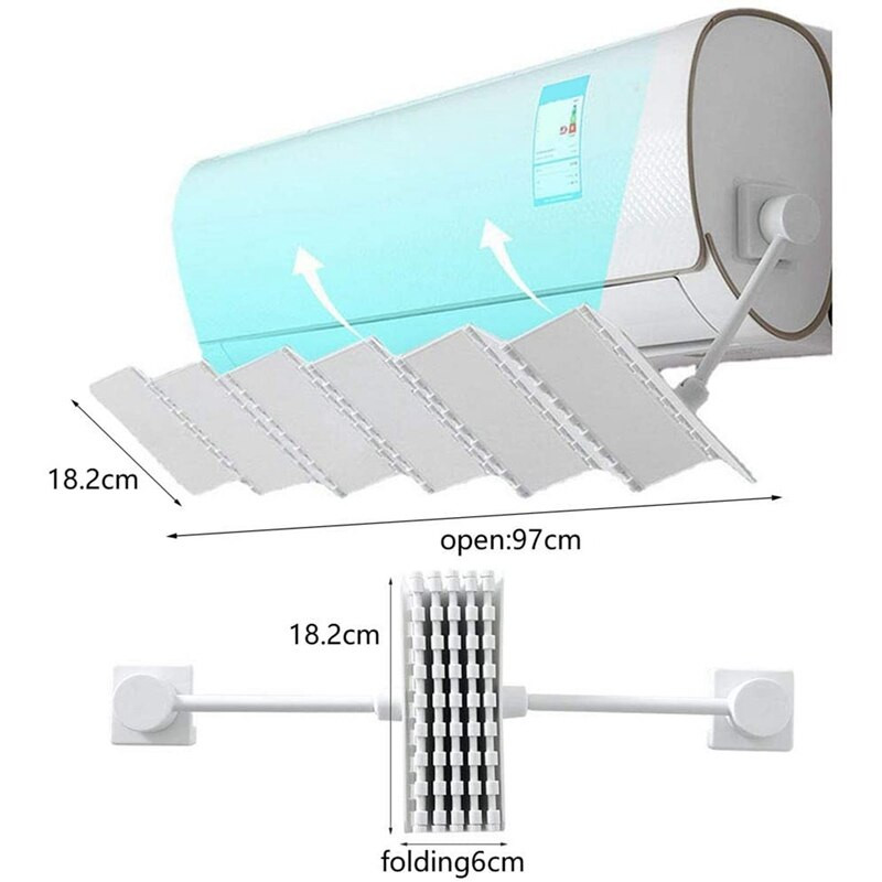 Nastaviteľný skladací deflektor klimatizácie, obmedzenie deflektora vzduchu, výstup vzduchu, vzduchové chladenie, prepážka smeru vetra